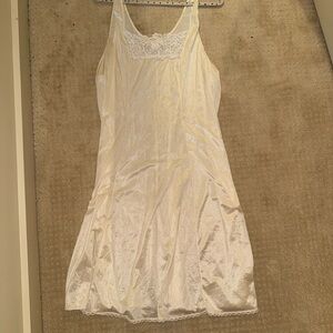 Elegant White Lace Trim Slip Dress